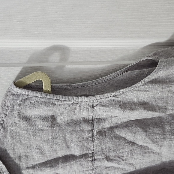 Tahara 100% Linen Shirt Dress Beach Safari Lagenloon Gray Boho - Picture 5 of 8